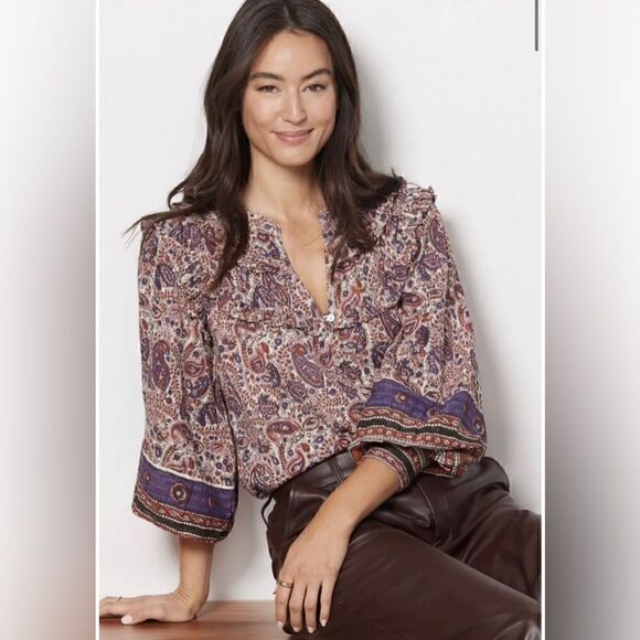 Cleobella Samara Ruffle Blouse Top - Organic Cotton - Picture 1 of 11